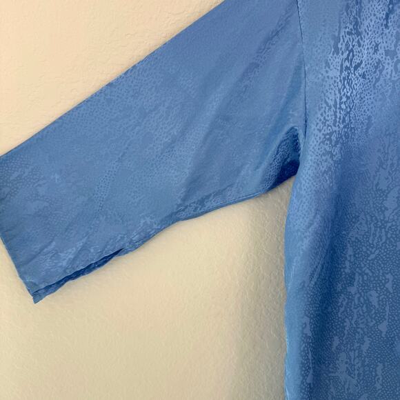 Natori Womens Pajama Sleep Top Size M Satin Relaxed Flowy Lounge Blue - Picture 3 of 8